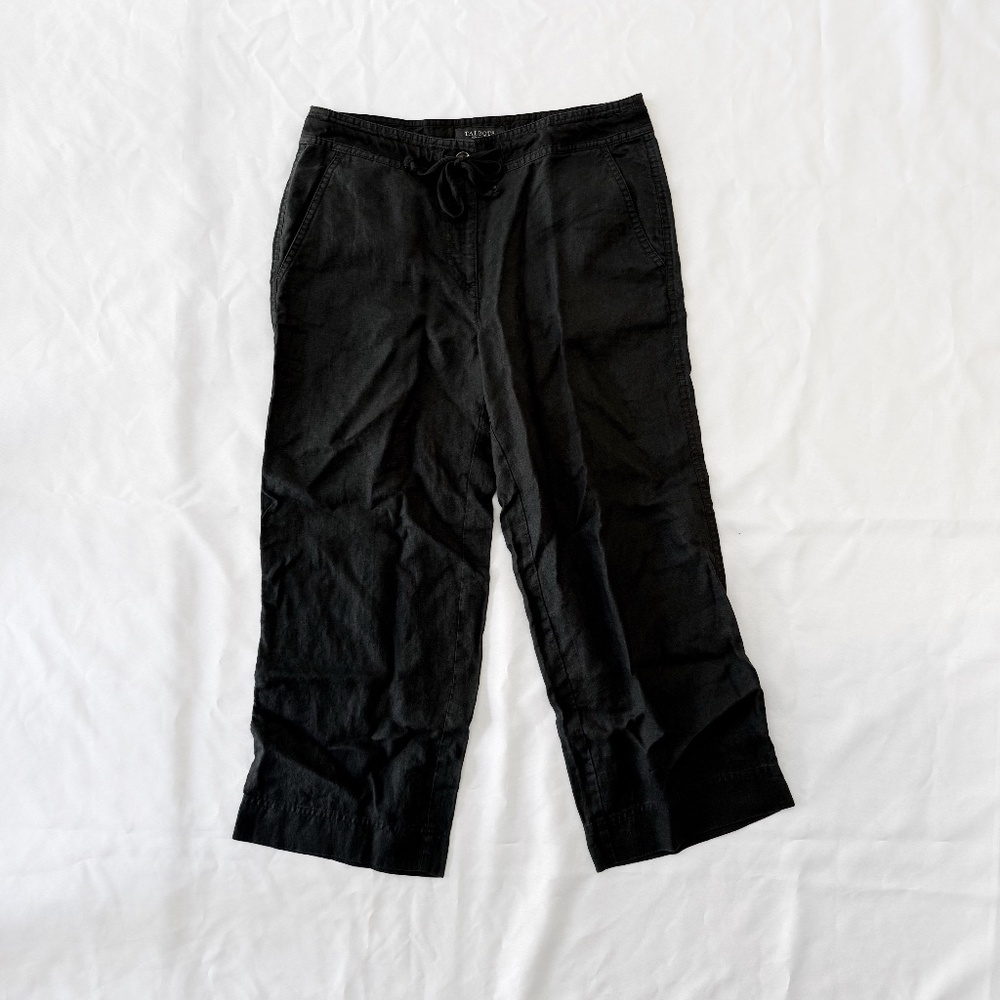 talbots vintage black linen capris